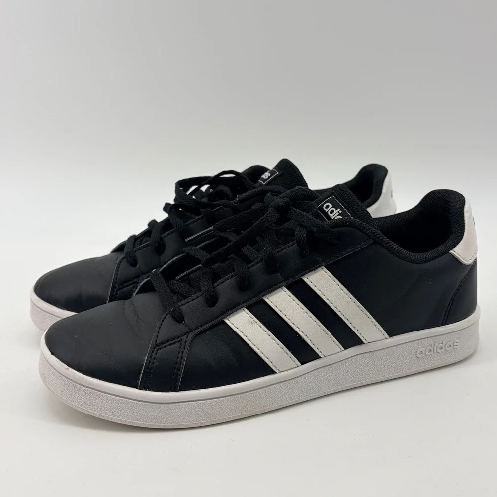 Adidas Grand Court Sneakers Kids 6 Black White EF0102 Low Top Classic Shoes